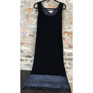 Sweet Jessie Womens Velour Maxi Dress Sz 10 Solid Black Tank Vintage 34